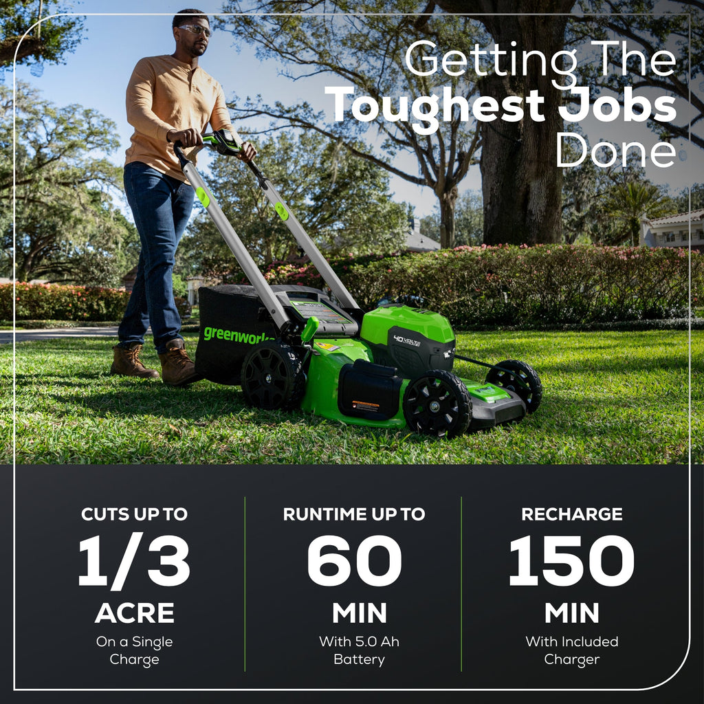 40V 21" Cordless Battery Self-Propelled Lawn Mower: 5.0Ah Battery and Charger, LM2154S