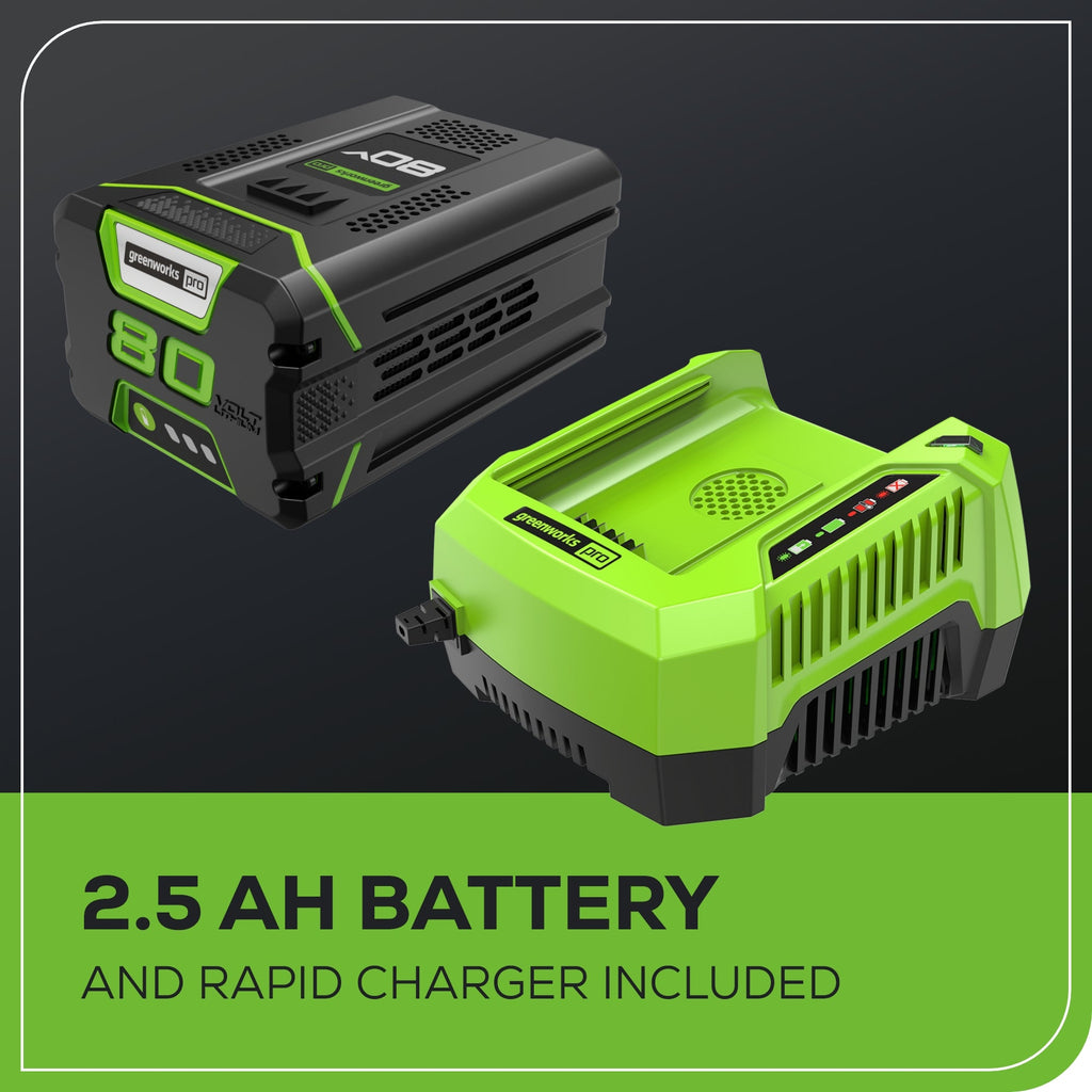 RENEWED 80V 730 CFM Cordless Battery Leaf Blower: 2.5 Ah Battery and Rapid Charger