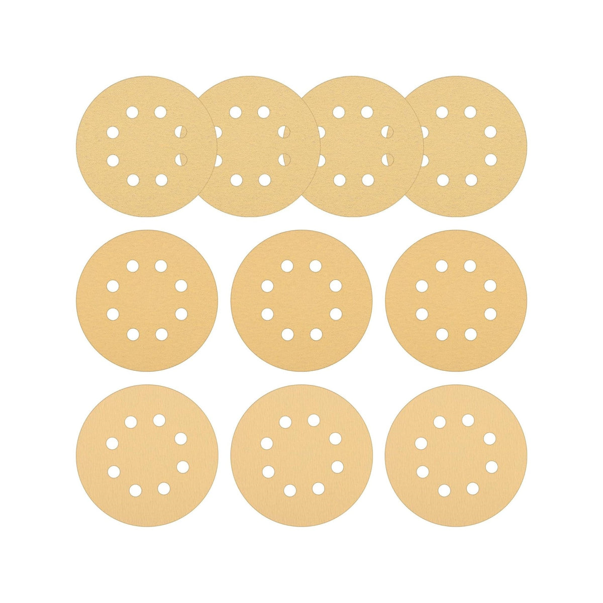 10PC 5" 8-Hole Hook and Loop Sanding Discs Pad Kit Random Orbit Sandpaper