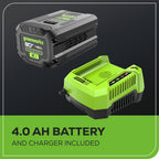 80V 21" Cordless Battery Self-Propelled Mower and Blower: 4.0 Ah Battery and Rapid Charger