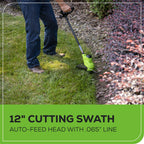 48V (24V x 2) 17" Push Cordless Lawn Mower, 320CFM Leaf Blower and 12" String Trimmer Combo Kit: (2) 4.0 Ah USB Batteries