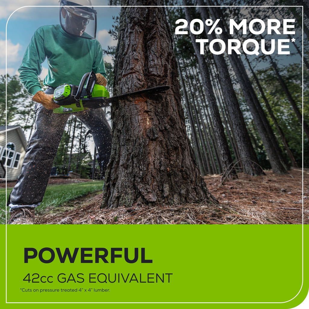 60V 18"Cordless Battery 2.0 kW Chainsaw and Hard Case, 4Ah Battery and Charger