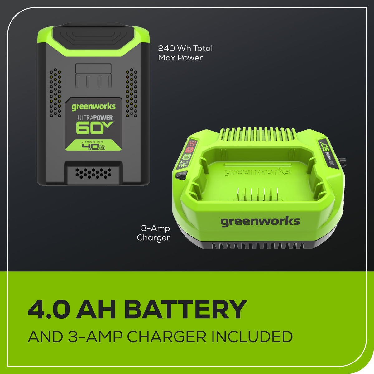 60V 18"Cordless Battery 2.0 kW Chainsaw and Hard Case, 4Ah Battery and Charger