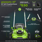 60V 21" Cordless Battery Dual Blade Self-Propelled Mower, (1) 8Ah battery and 6A Charger, LM2146S