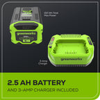 60V 16" Cordless Battery String Trimmer w/ 2.5Ah Battery and 3A Charger