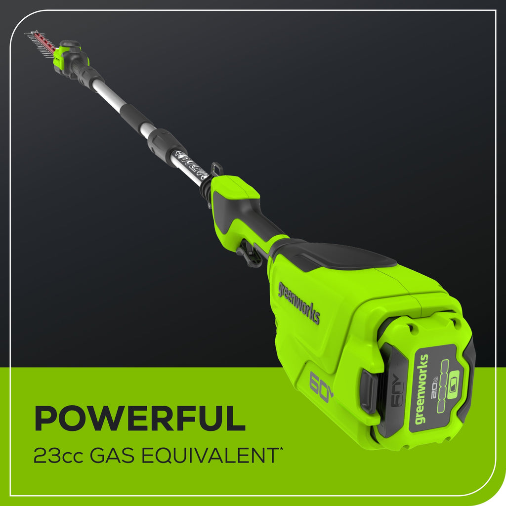 60V 20"  6-position Cordless Battery Pole Hedge w/ 2Ah Battery and 3A Charger