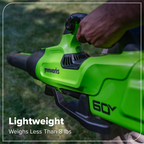 60V 630CFM Cordless Battery Blower: 2.5 Ah Battery and 3A Charger