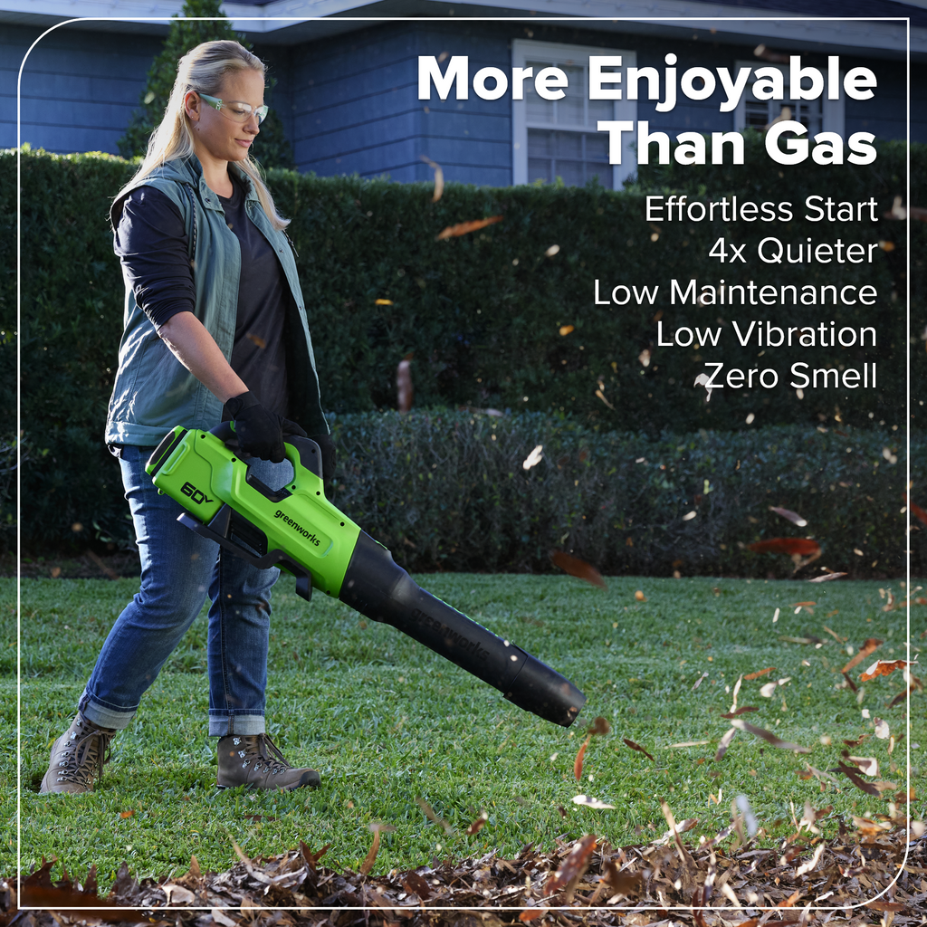 60V 630CFM Cordless Battery Blower: 2.5 Ah Battery and 3A Charger
