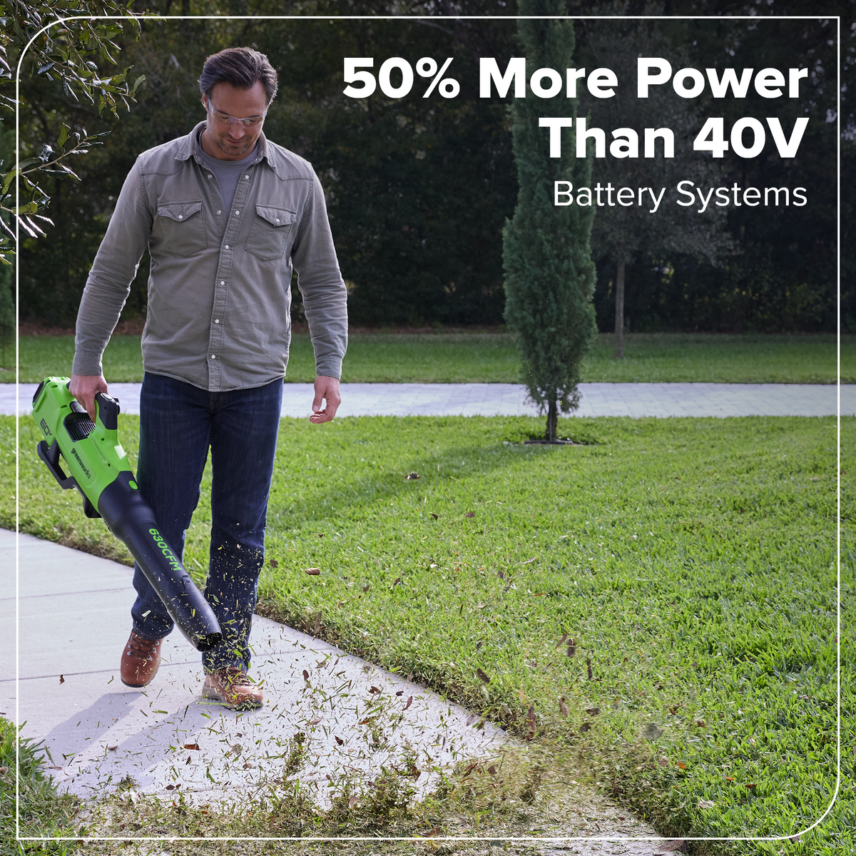 60V 630CFM Cordless Battery Blower: 2.5 Ah Battery and 3A Charger