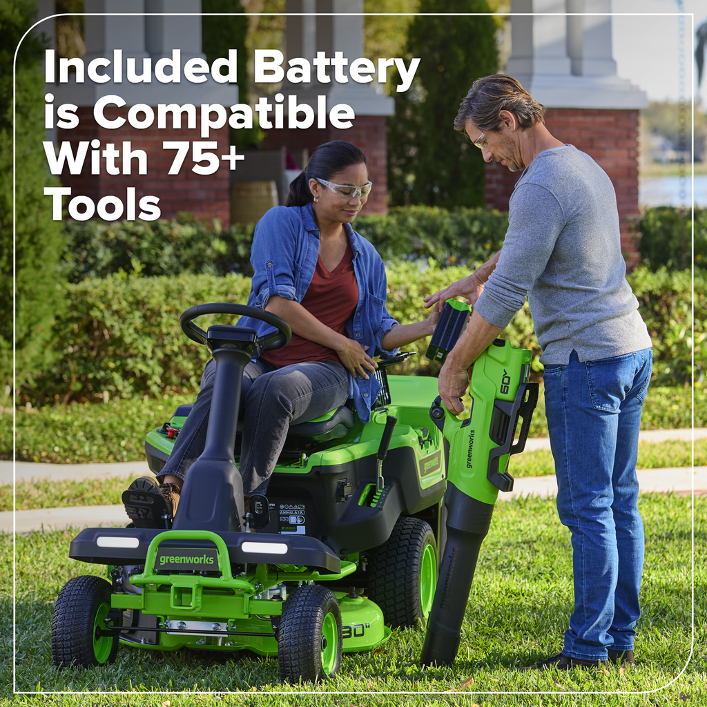60V 630CFM Cordless Battery Blower: 2.5 Ah Battery and 3A Charger