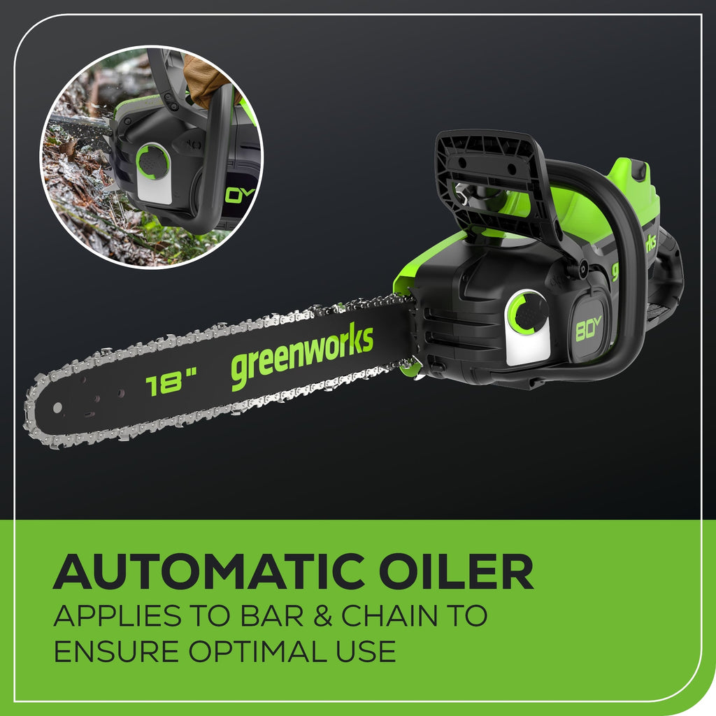 80V 18" 2.5kW Cordless Battery Chainsaw, (1) 4Ah Battery and 2A Charger
