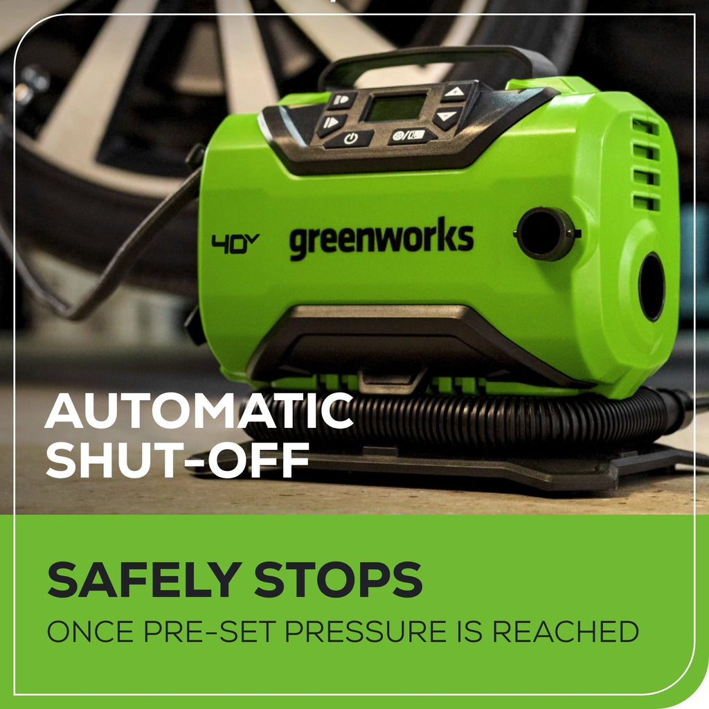 40V Cordless Battery Inflator: 2.0 Ah Battery and Charger