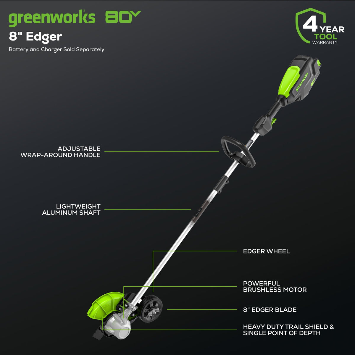 80V 8" Brushless Cordless Battery Edger Gen 3 (Tool Only)