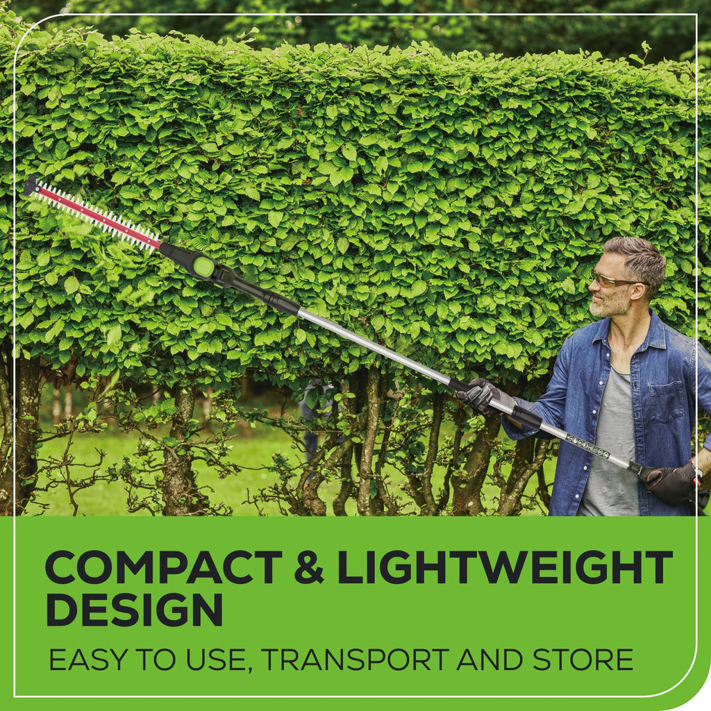 80V 20" Cordless Battery Pole Hedge Trimmer (1.2" cut, 4000 SPM): 2.0 Ah Battery and Charger