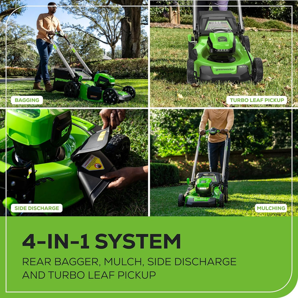 80V 21" Cordless Battery 4-in-1 Self-Propelled Lawn Mower: 4.0 Ah Battery and Charger, LM2108S