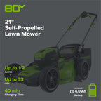 80V 21" Cordless Battery 4-in-1 Self-Propelled Lawn Mower: 4.0 Ah Battery and Charger, LM2108S