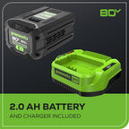 80V Pro 10" Cordless Battery Pole Saw: 2.0 Ah Battery and Charger