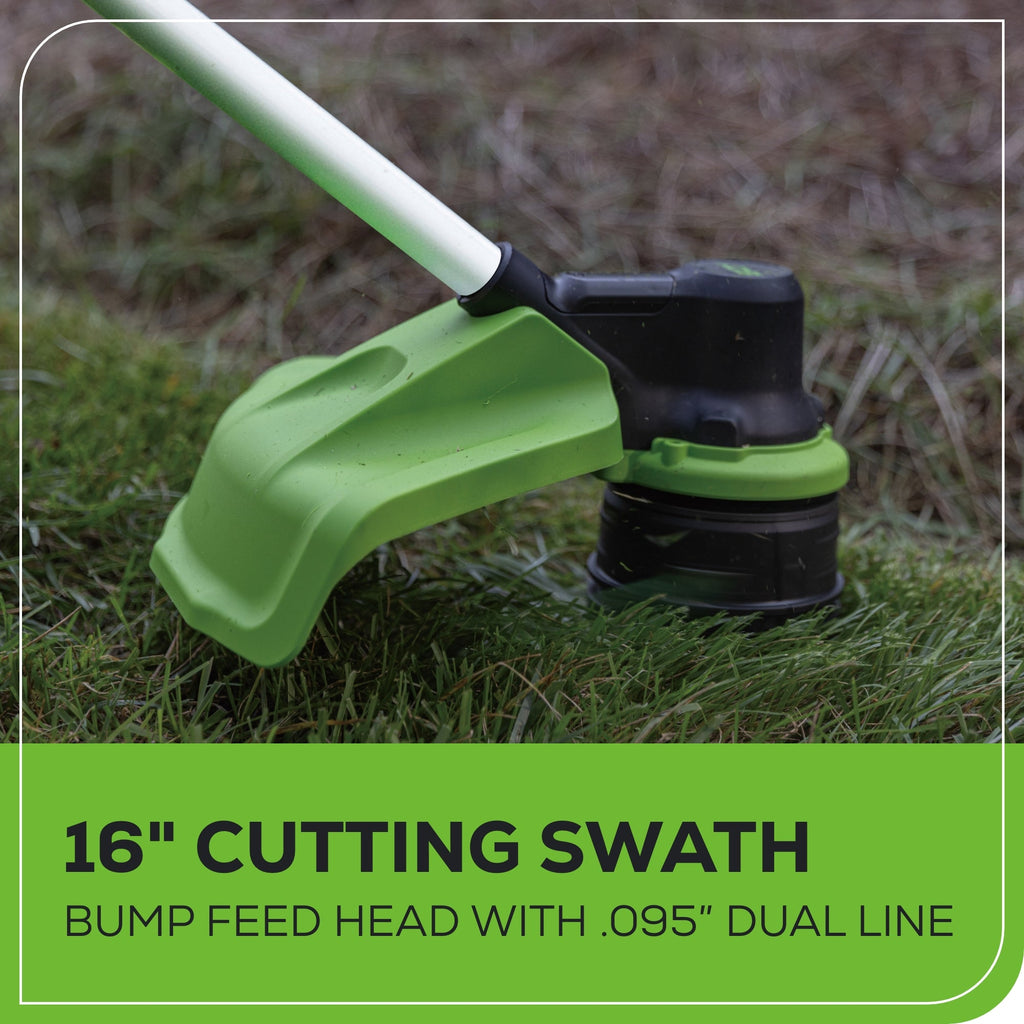 80V 16" Cordless Brushless String Trimmer: 2.0 Ah Battery and 2Amp Charger