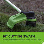 80V 16" Cordless Brushless String Trimmer: 2.0 Ah Battery and 2Amp Charger