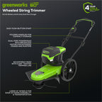 60V 22" Cordless Battery Wheeled String Trimmer, 8.0 Ah Battery and Charger