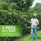 24V 10" Cordless Battery Polesaw and Pole Hedge Trimmer Combo Kit, 4Ah USB Battery and Charger