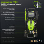 3100 PSI 2.1 GPM Cold Water Electric Pressure Washer