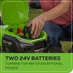 48V (24V x 2) 21" Cordless Battery Self-Propelled Mower 5PC Combo Kit: (2) 5.0Ah Batteries and Chargers