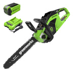 40V 14" Cordless Battery 1.0 kW Chainsaw and 10" Pole Saw and Hedge Trimmer Attachment: (2) 2.5 Ah Battery and (2) Chargers