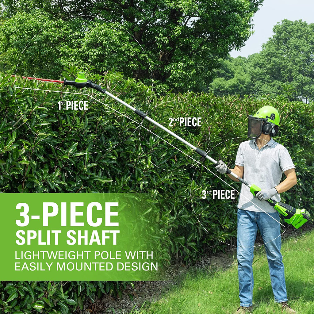 40V 14" Cordless Battery 1.0 kW Chainsaw and 10" Pole Saw and Hedge Trimmer Attachment: (2) 2.5 Ah Battery and (2) Chargers