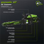 60V 18" Cordless Battery 2.0 kW Chainsaw and 24V 6" Pruner Saw, (1) 4.0 Ah Battery: (1) 2.0 Ah Battery and (2) Chargers