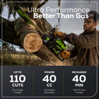 60V 18" Cordless Battery 2.0 kW Chainsaw and 24V 6" Pruner Saw, (1) 4.0 Ah Battery: (1) 2.0 Ah Battery and (2) Chargers