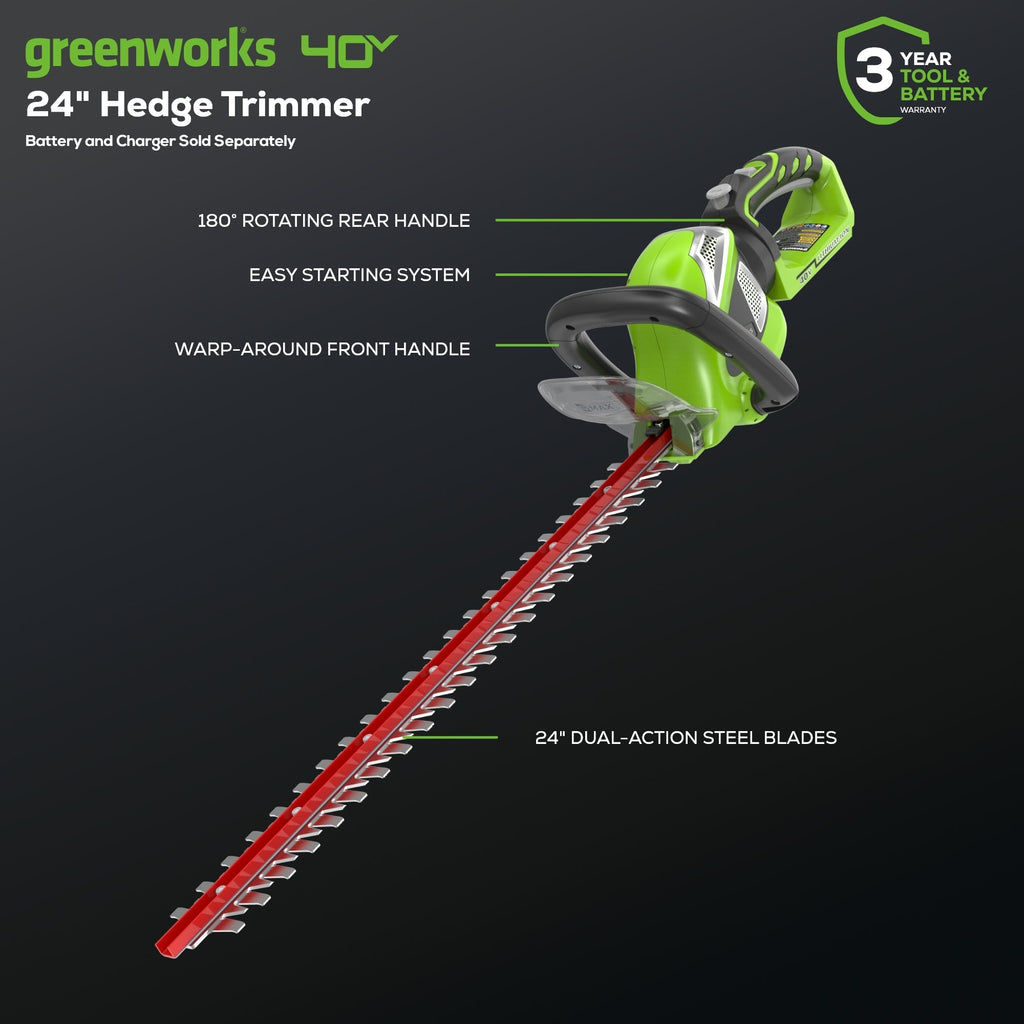 40V 12" Cordless Battery String Trimmer, 550 CFM Blower and 24" Hedge Trimmer Combo Kit: 2.0 Ah Battery and Charger