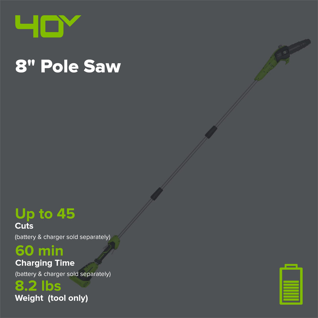 40V 8" Cordless Battery Pole Saw (Tool Only)