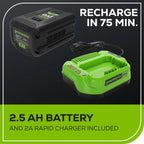 RENEWED 80V 800 CFM Brushless Leaf Blower: 2.5 Ah Battery and Charger