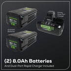 80V STEALTH Series Electric Mini-Bike: (2) 8.0 Ah Batteries and Dual-Port Rapid Charger