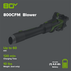 80V 800CFM Cordless Battery Leaf Blower, 4Ah Battery and Charger