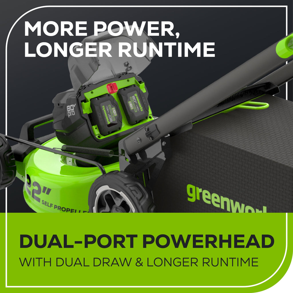 80V 22" Cordless Battery Dual Blade Self-Propelled Lawn Mower: (2) 4.0 Ah Batteries and Rapid Charger, LM2208S
