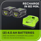 80V 22" Cordless Battery Dual Blade Self-Propelled Lawn Mower: (2) 4.0 Ah Batteries and Rapid Charger, LM2208S