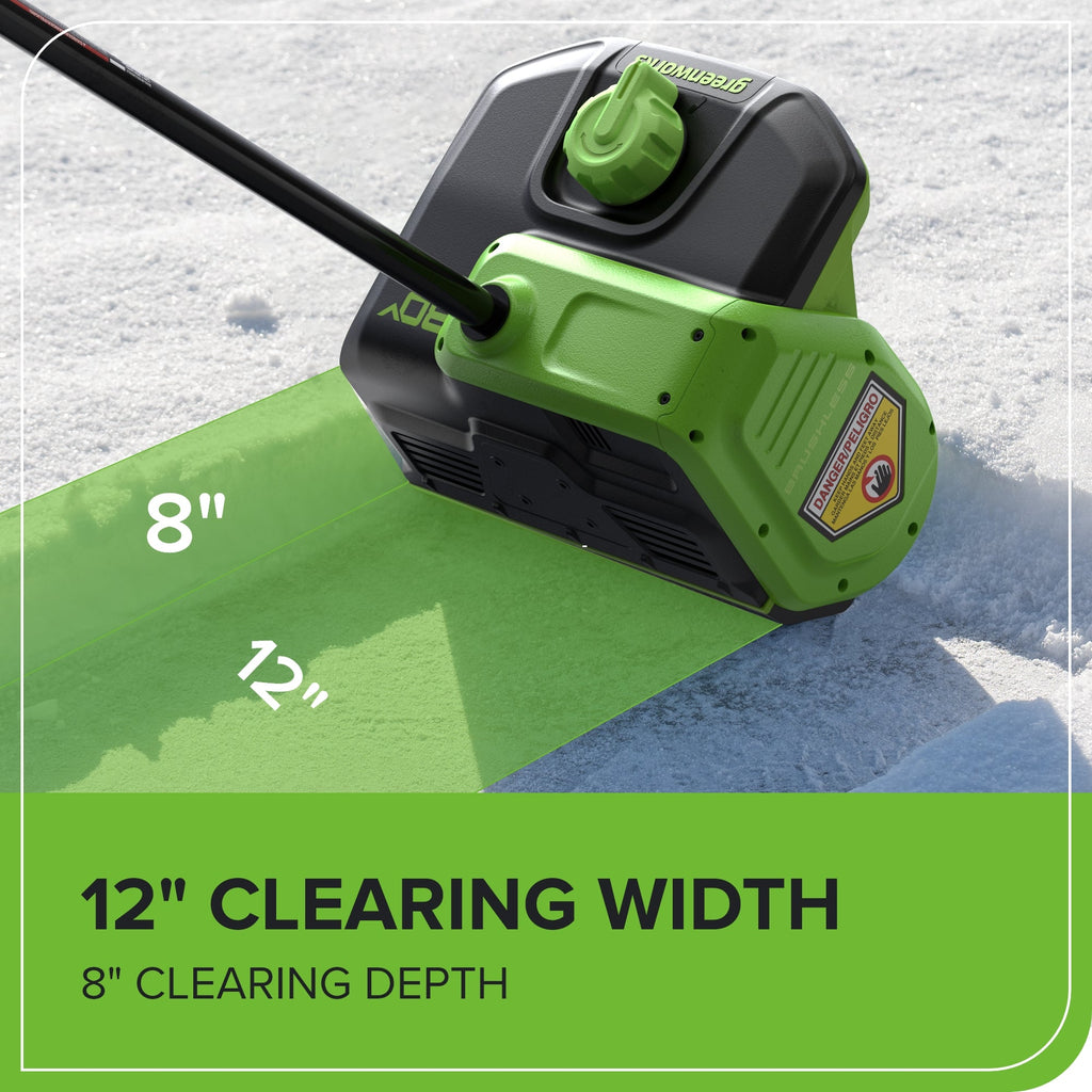 80V 12" Cordless Battery LED Snow Shovel, Directional Vanes (Tool Only)