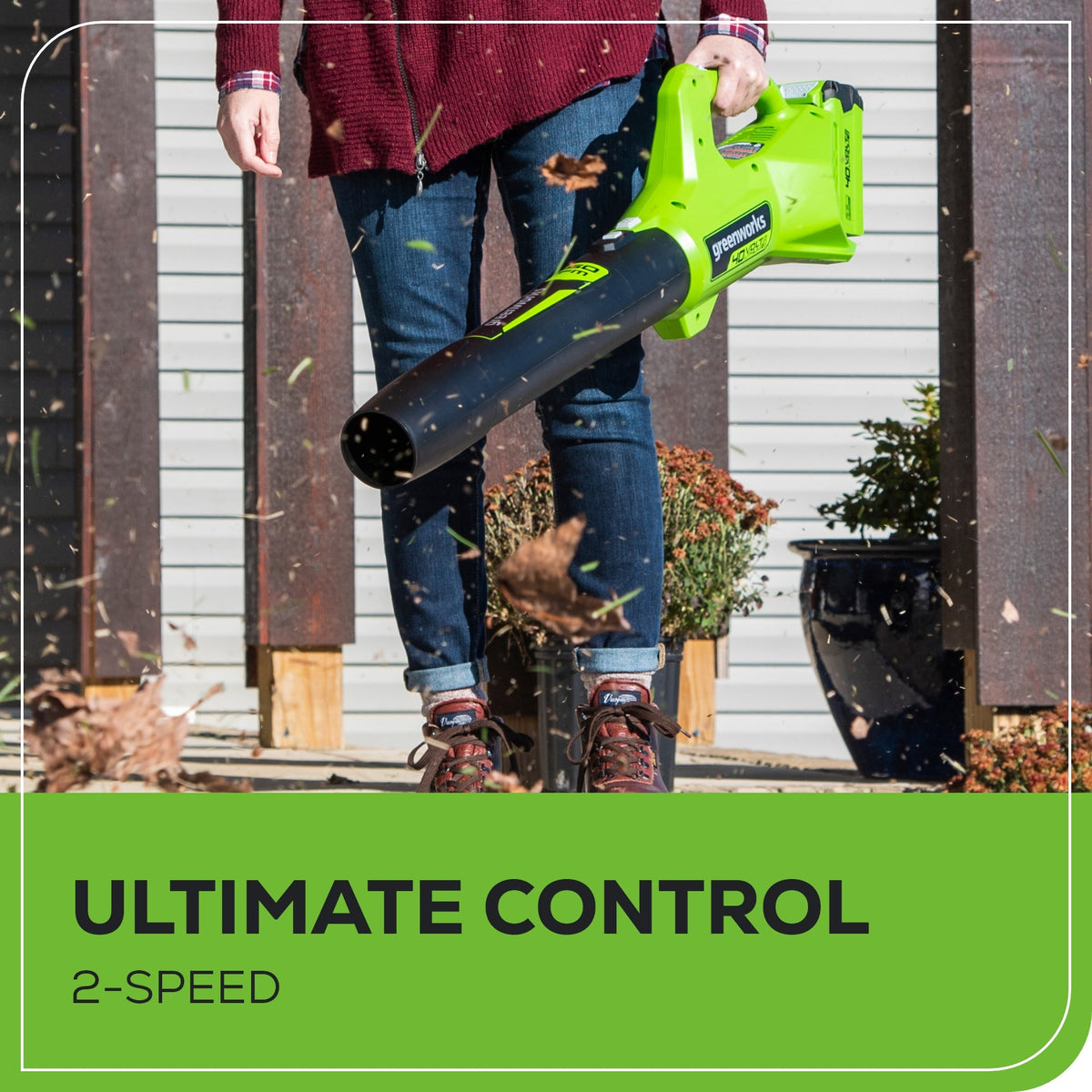 40V 350 CFM Cordless Battery Leaf Blower: 2.0 Ah Battery and Charger