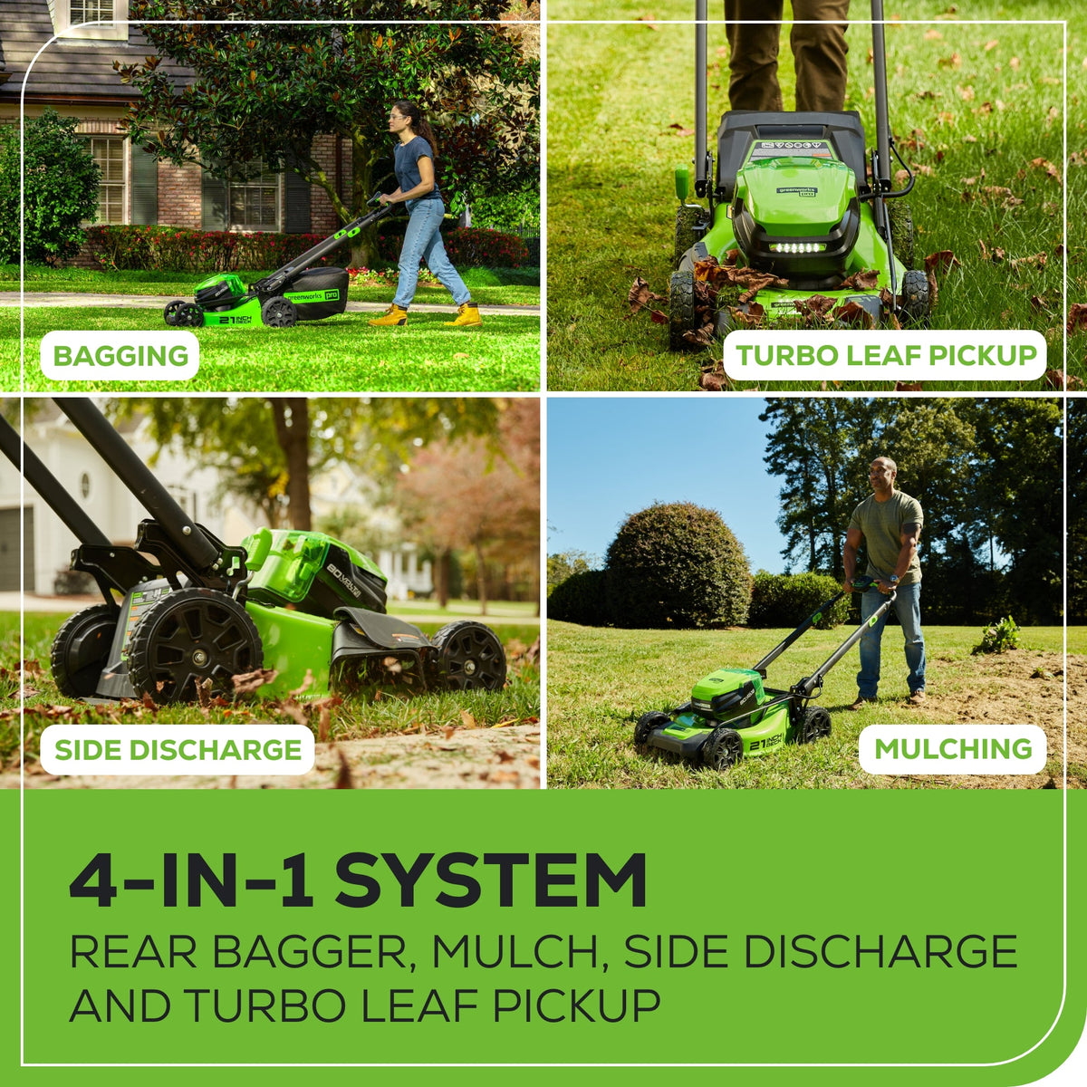 80V 21" Cordless Battery 4-in-1 Push Mower and 16" String Trimmer Combo Kit, (1) 4.0 Ah Battery and (1) Rapid Charger