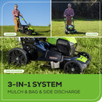 40V 21" Cordless Battery Self-Propelled Lawn Mower 3PC Combo Kit, (1) 5.0Ah Battery: (1) 2.0 Ah Battery and (2) Chargers