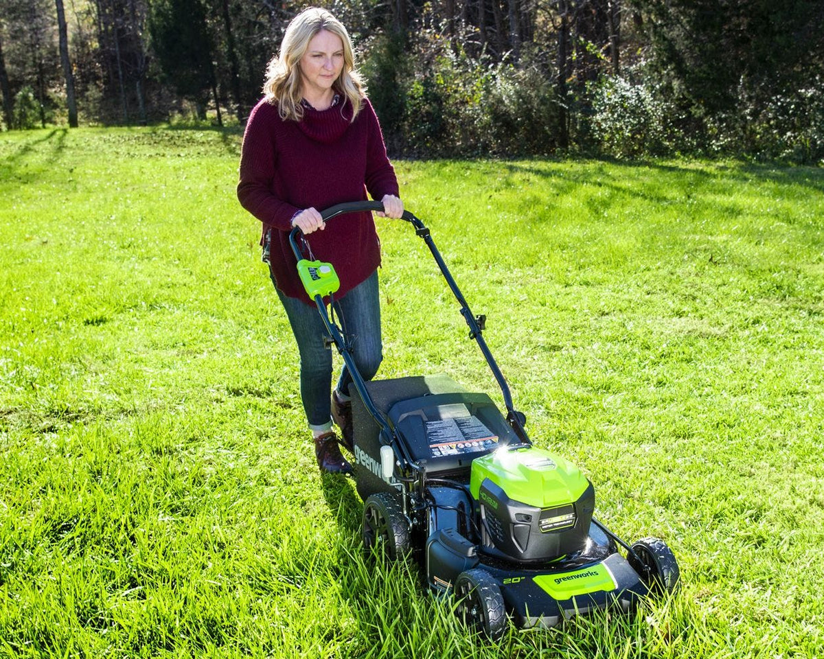40V 20" Cordless Battery Push Lawn Mower 3PC Combo Kit, (1) 5.0Ah Battery: (1) 2.0 Ah Battery and (2) Chargers