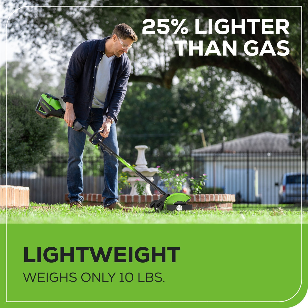 60V 8" Brushless Cordless Battery Edger Black Shaft: (1) 2.5 Ah Battery, (1) 3A Charger