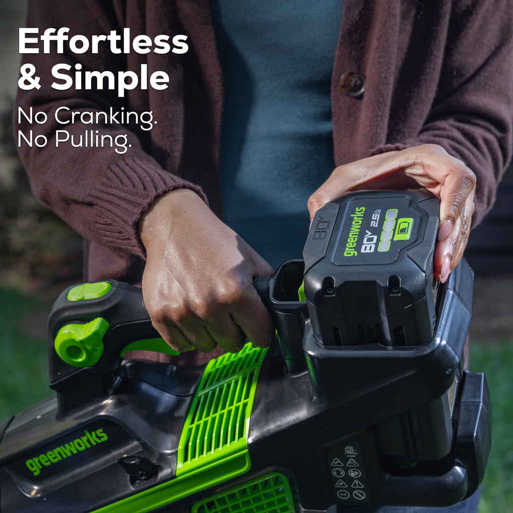 80V 750CFM Cordless Battery Leaf Blower: 2.5 Ah Battery and Charger