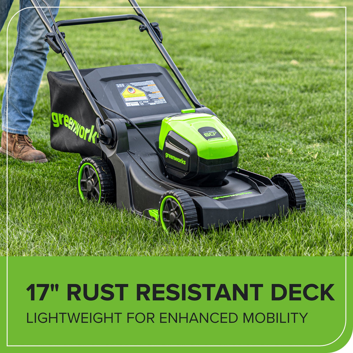 60V 17" Cordless Battery Push Lawn Mower and 13" String Trimmer Combo Kit: 4.0 Ah Battery and Charger