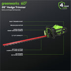 60V Cordless Battery 3PC Handheld Combo Kit, String Trimmer, Blower and Hedge Trimmer, (1) 2.5 Ah Battery and Charger