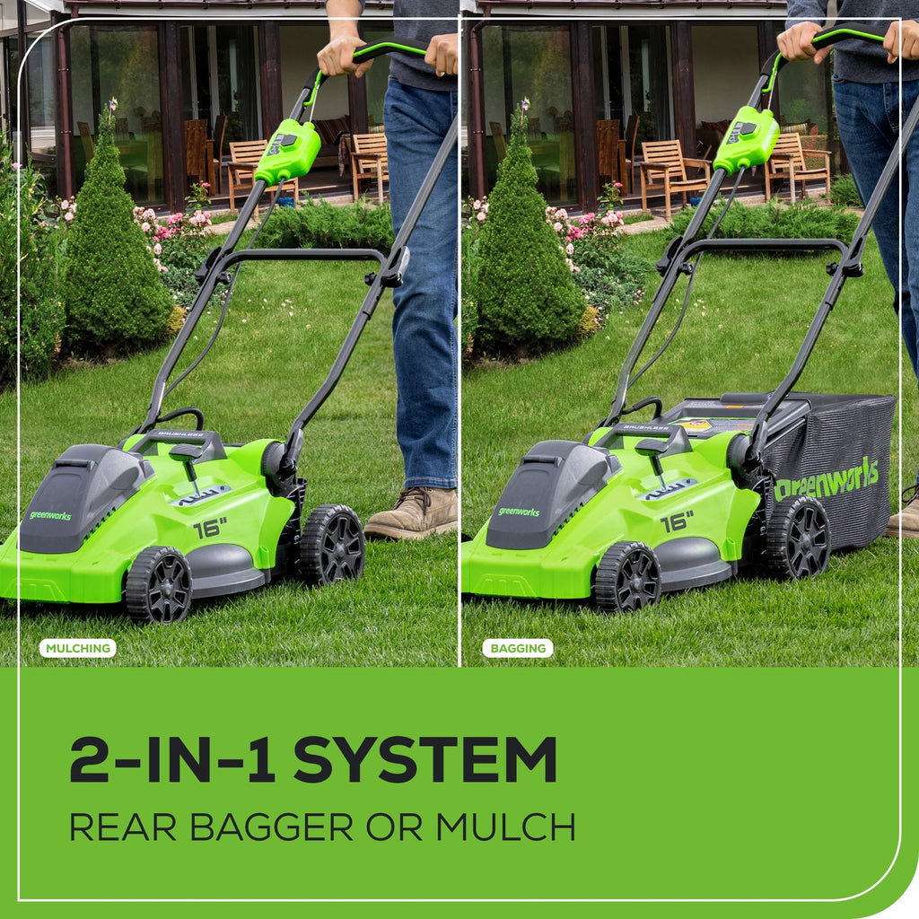 40V 16" Cordless Battery Brushless Push Lawn Mower and 350 CFM Blower Combo Kit: 4.0 Ah Battery and Charger