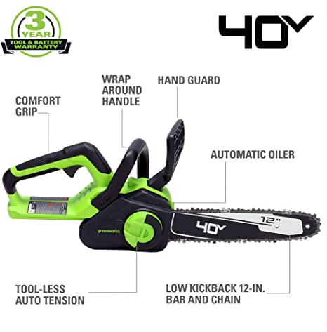 40V 12" Cordless Battery Chainsaw (Tool Only)