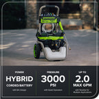 Corded/60V 3000-PSI 2.0 GPM Electric Pressure Washer: (2) 5.0Ah Batteries and Dual-Port Charger